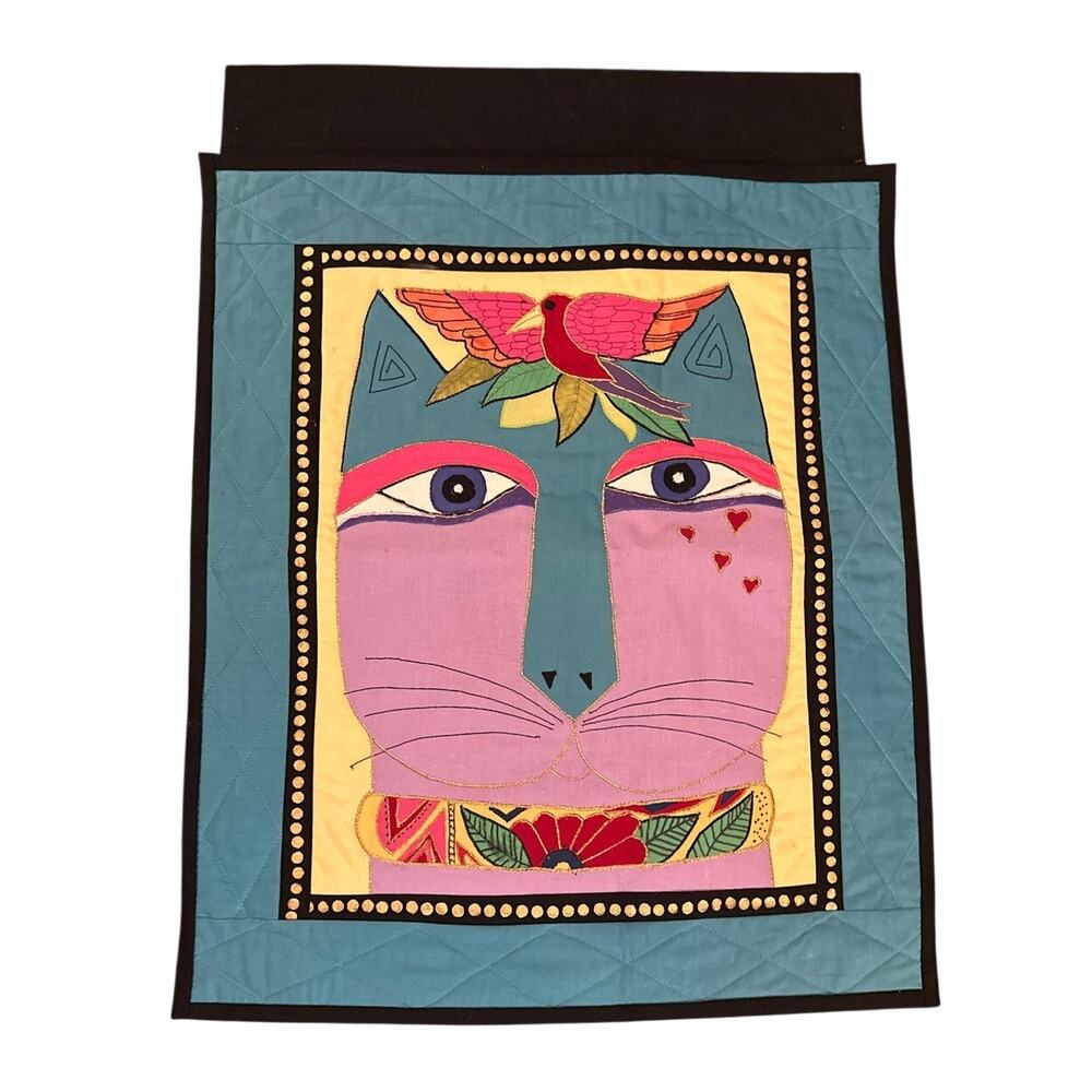 Rainbow Cat Cousins Kitten Kitty Wall Hanging Folk Art Decor Handmade Tapestry